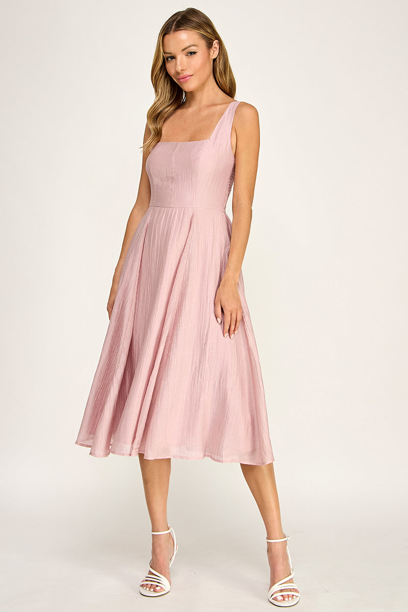 D5544 Square Neck Midi Dress