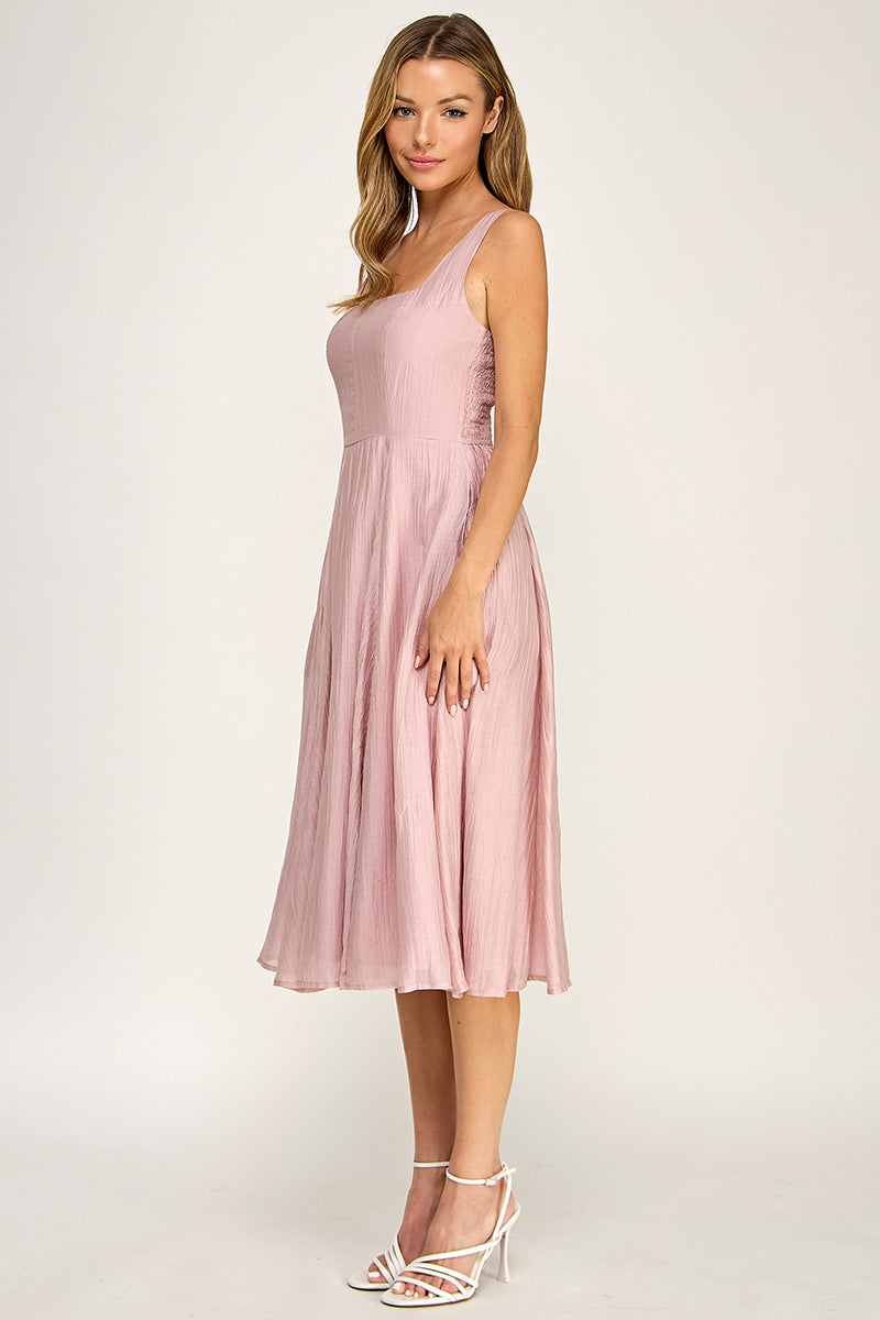 D5544 Square Neck Midi Dress