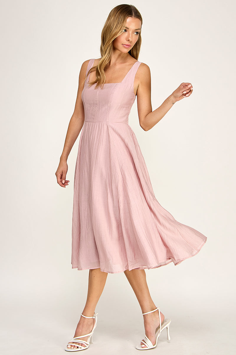 D5544 Square Neck Midi Dress
