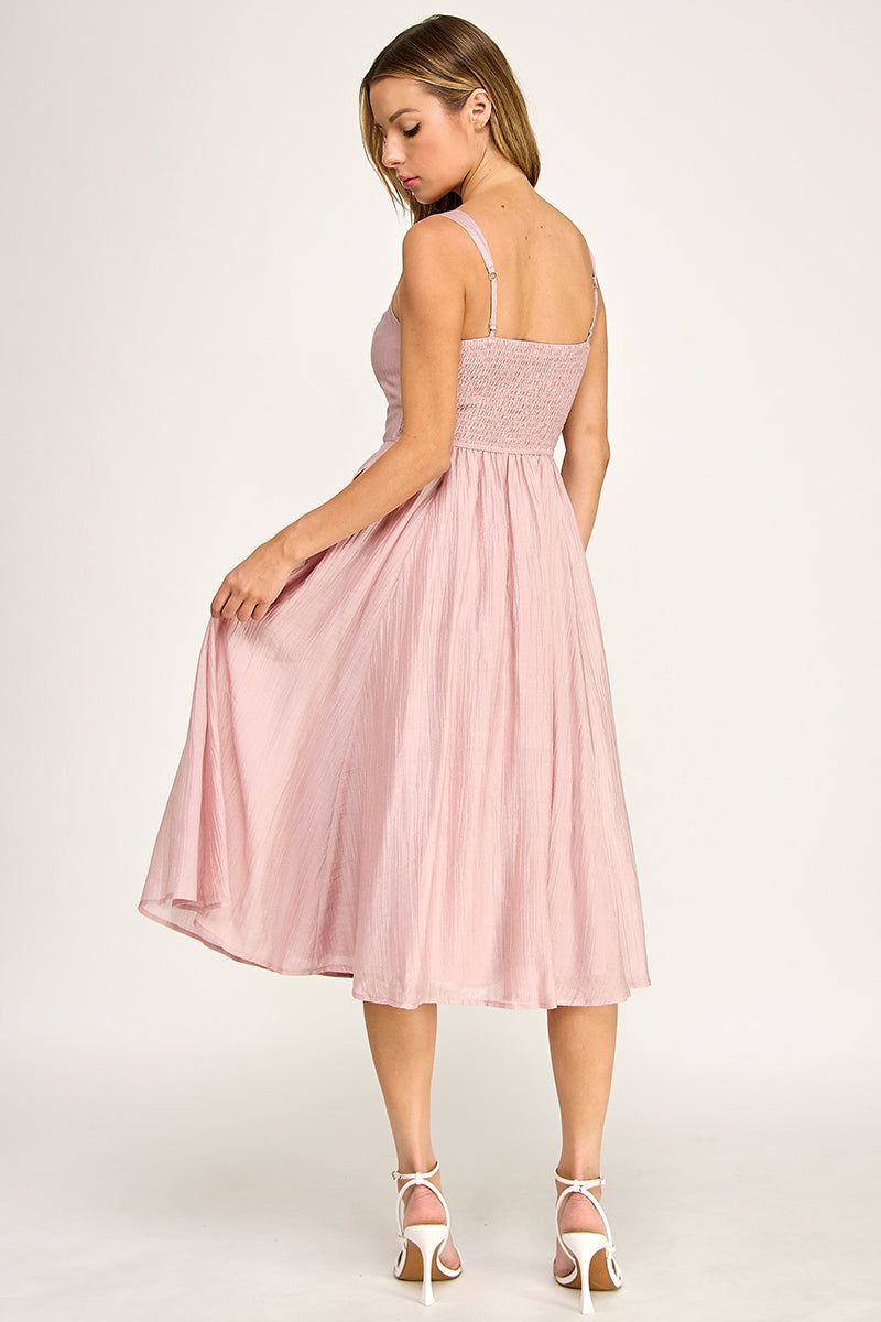 D5544 Square Neck Midi Dress