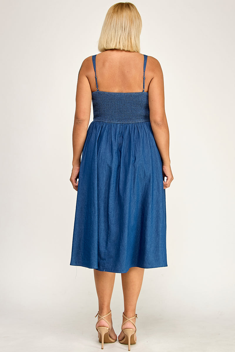 D5637X Lace-Up Midi Dress