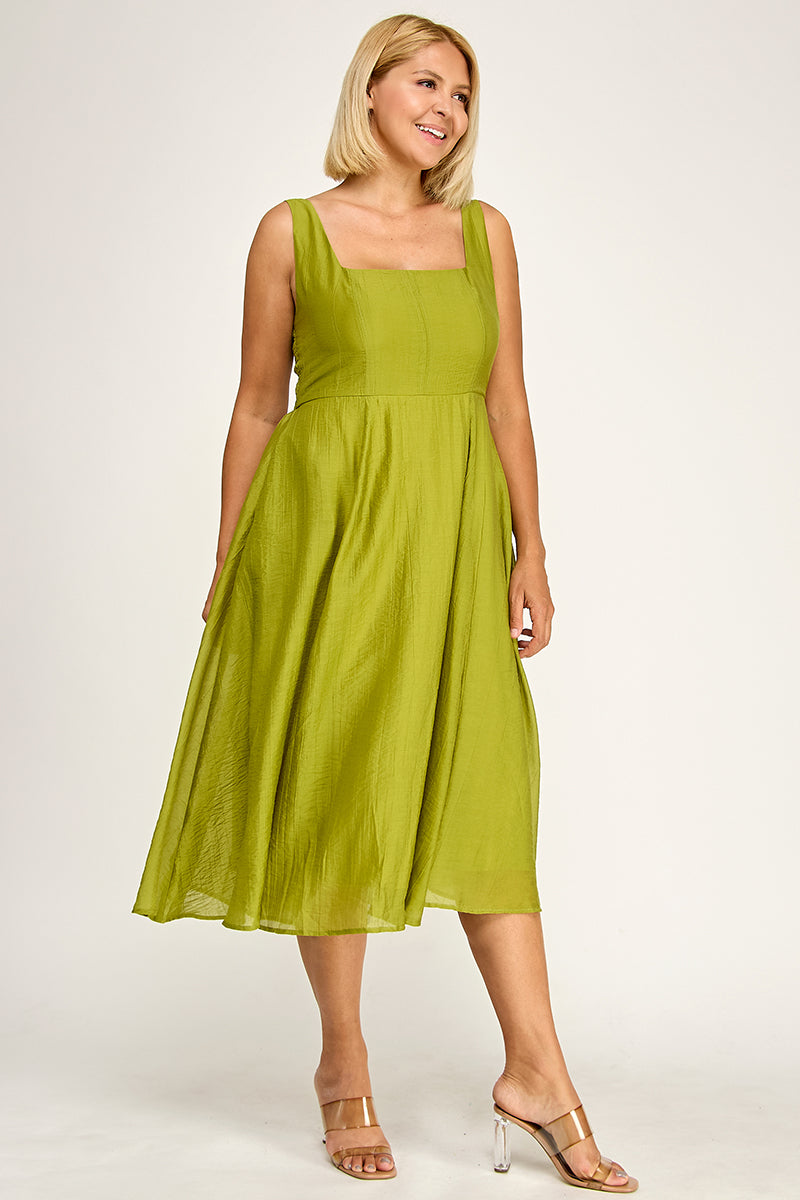 D5544X Plus Square Neck Midi Dress