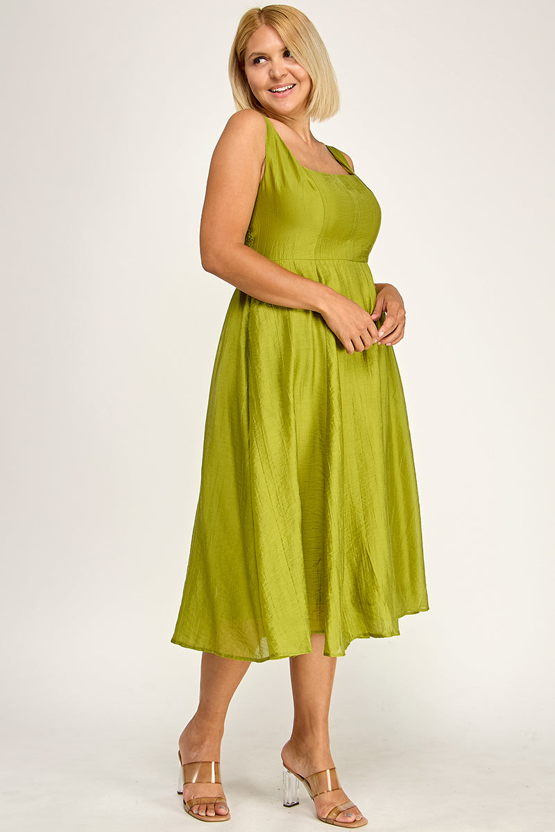 D5544X Plus Square Neck Midi Dress