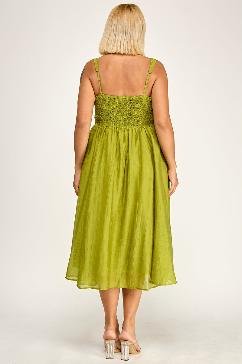 D5544X Plus Square Neck Midi Dress