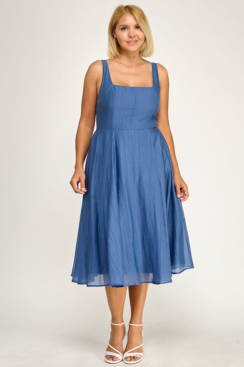 D5544X Plus Square Neck Midi Dress
