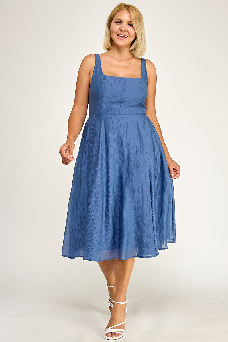 D5544X Plus Square Neck Midi Dress