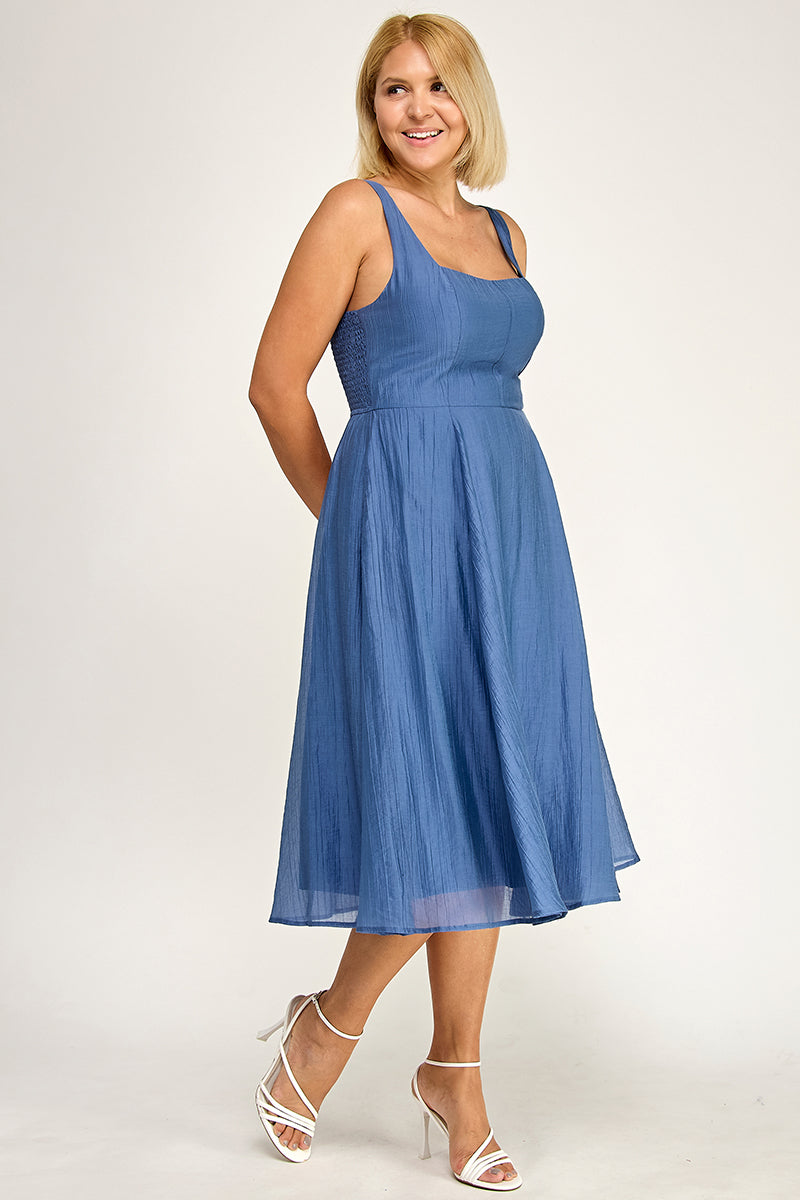 D5544X Plus Square Neck Midi Dress