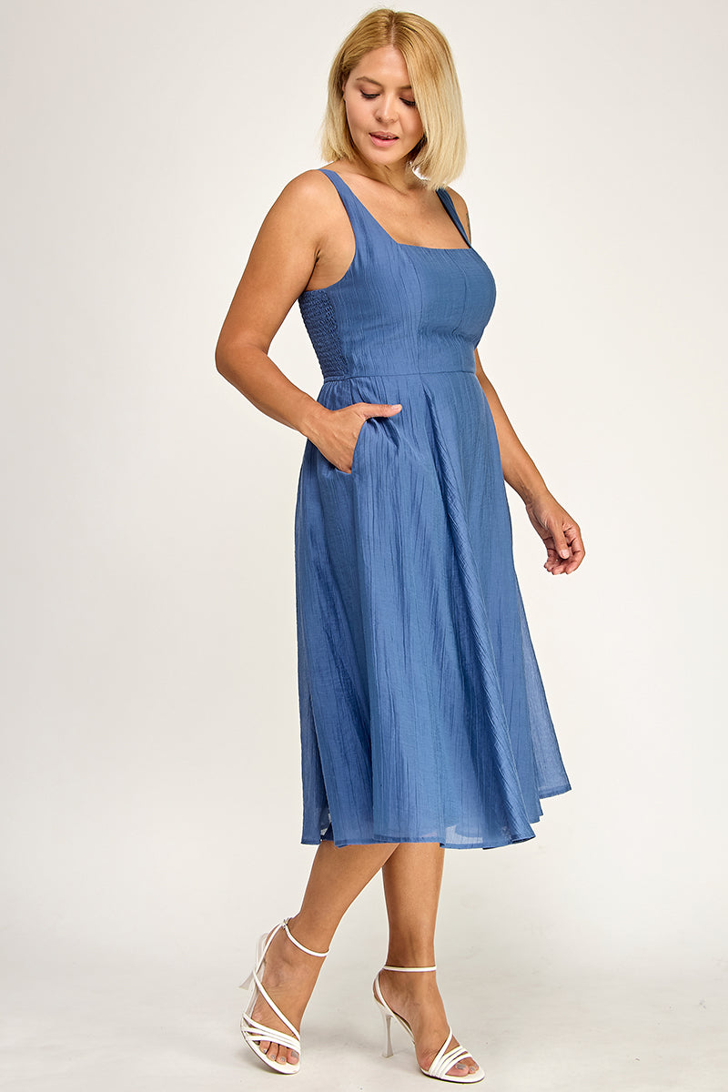 D5544X Plus Square Neck Midi Dress