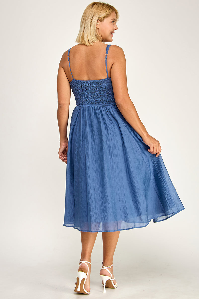 D5544X Plus Square Neck Midi Dress