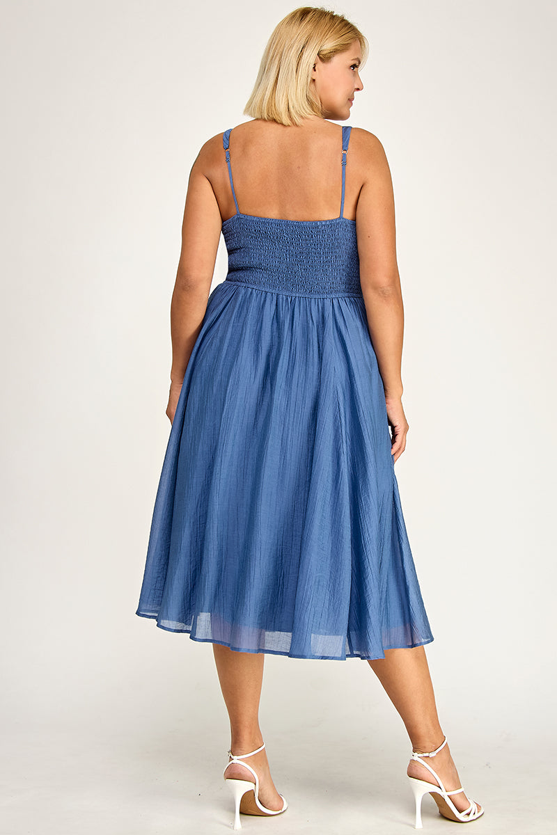 D5544X Plus Square Neck Midi Dress