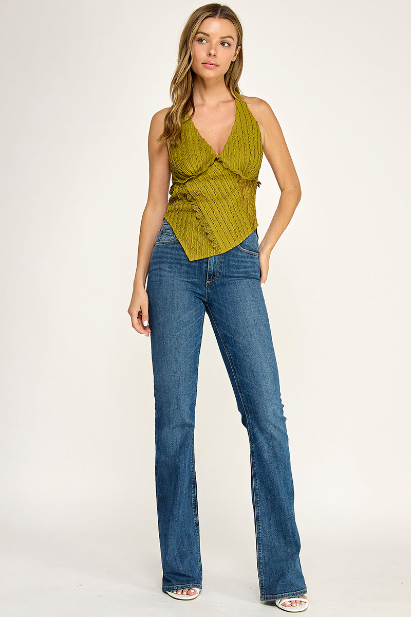 T5558 Lace Handkerchief Halter Top