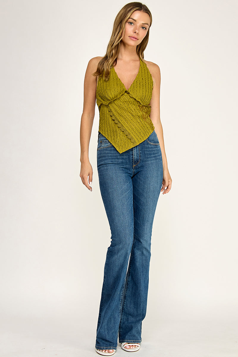 T5558 Lace Handkerchief Halter Top