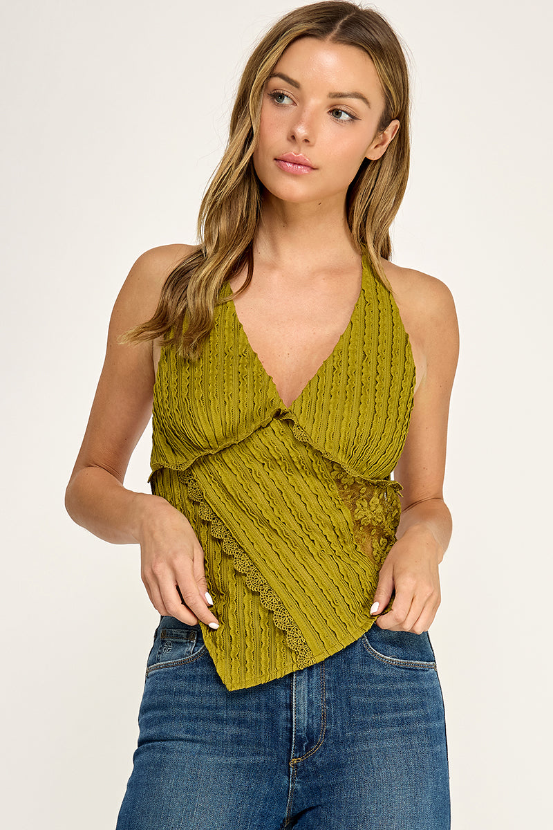 T5558 Lace Handkerchief Halter Top