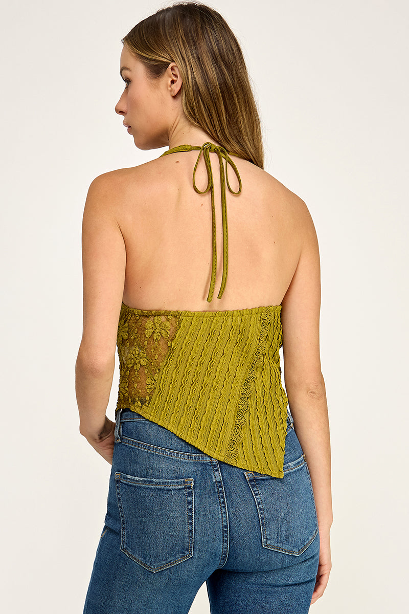 T5558 Lace Handkerchief Halter Top