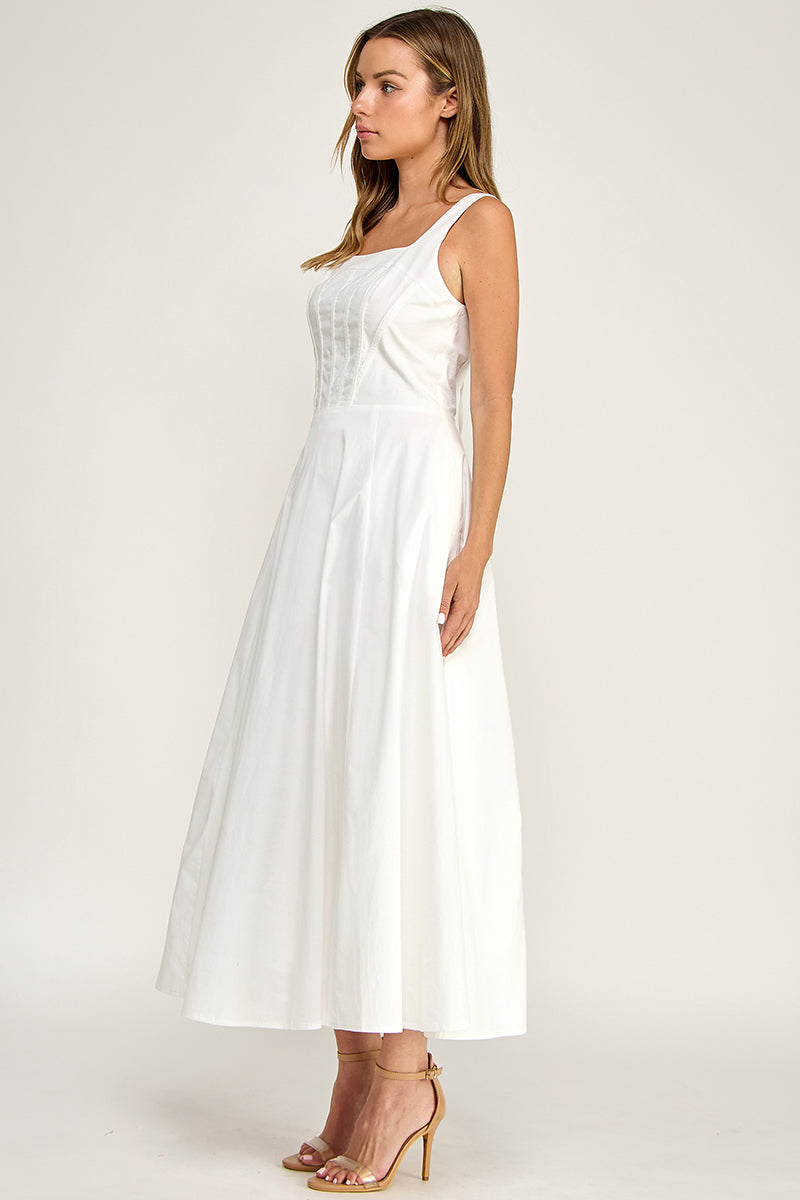 D5780 Corset Bodice Fit & Flare Midi Dress