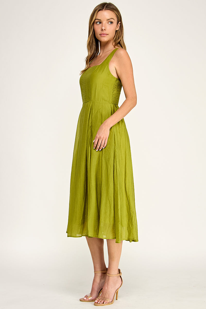 D5544 Square Neck Midi Dress