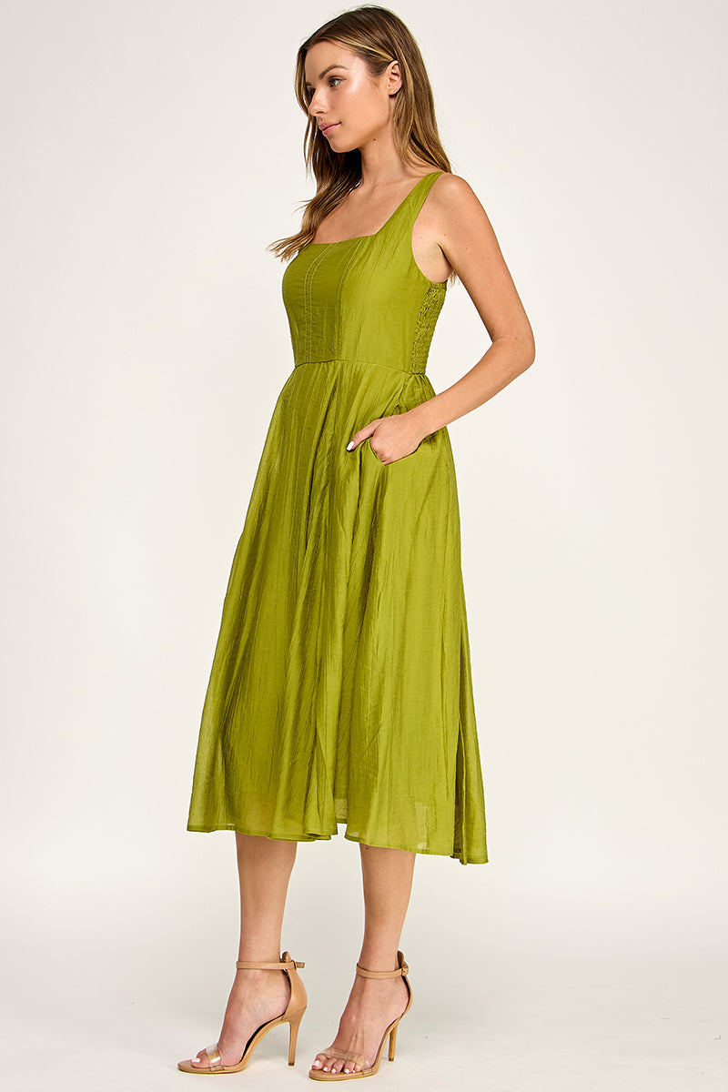 D5544 Square Neck Midi Dress