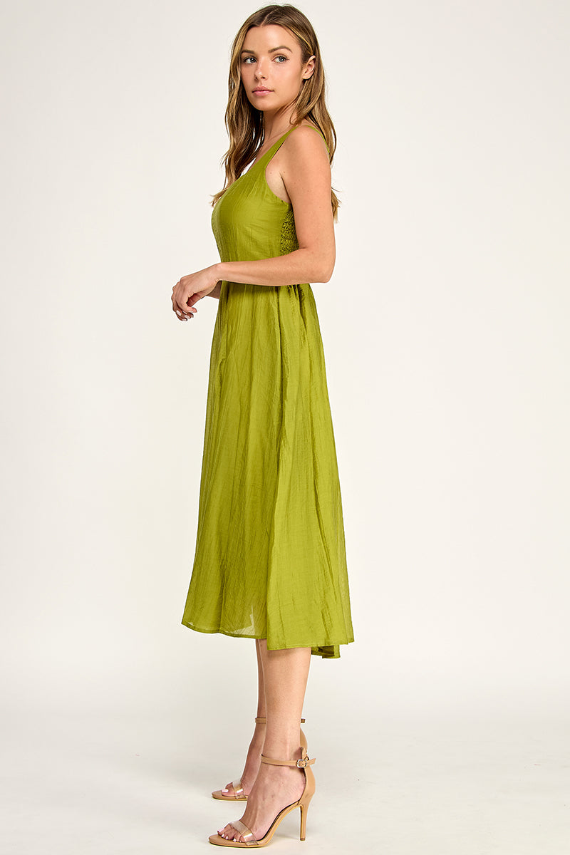 D5544 Square Neck Midi Dress