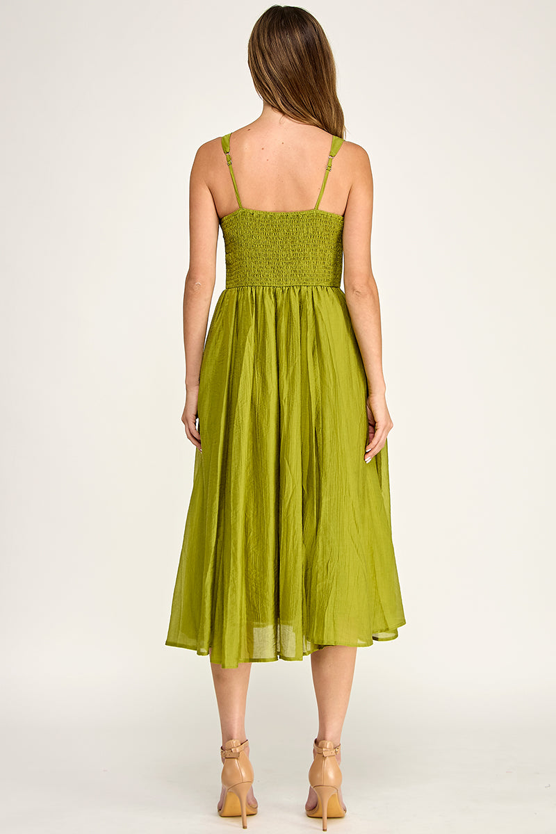 D5544 Square Neck Midi Dress