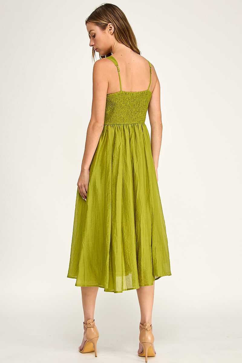 D5544 Square Neck Midi Dress