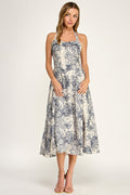 D5526S-3 Floral Halter Midi Dress