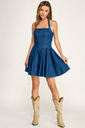 D5734 Floral Halter Mini Dress