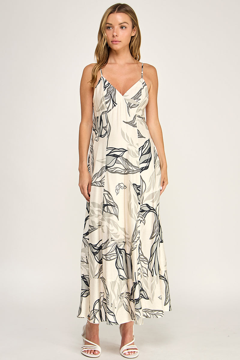 D5644-1  V-Neck Spaghetti Strap Maxi Dress