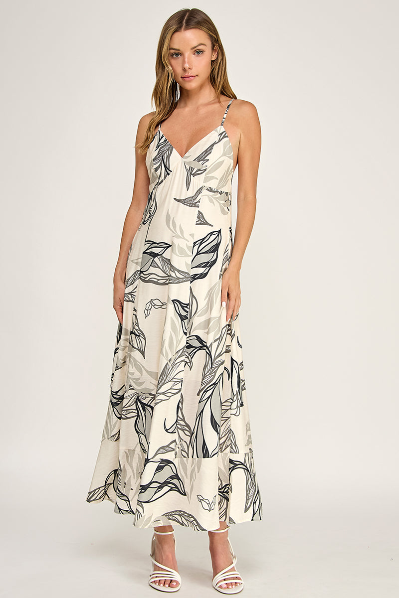 D5644-1  V-Neck Spaghetti Strap Maxi Dress