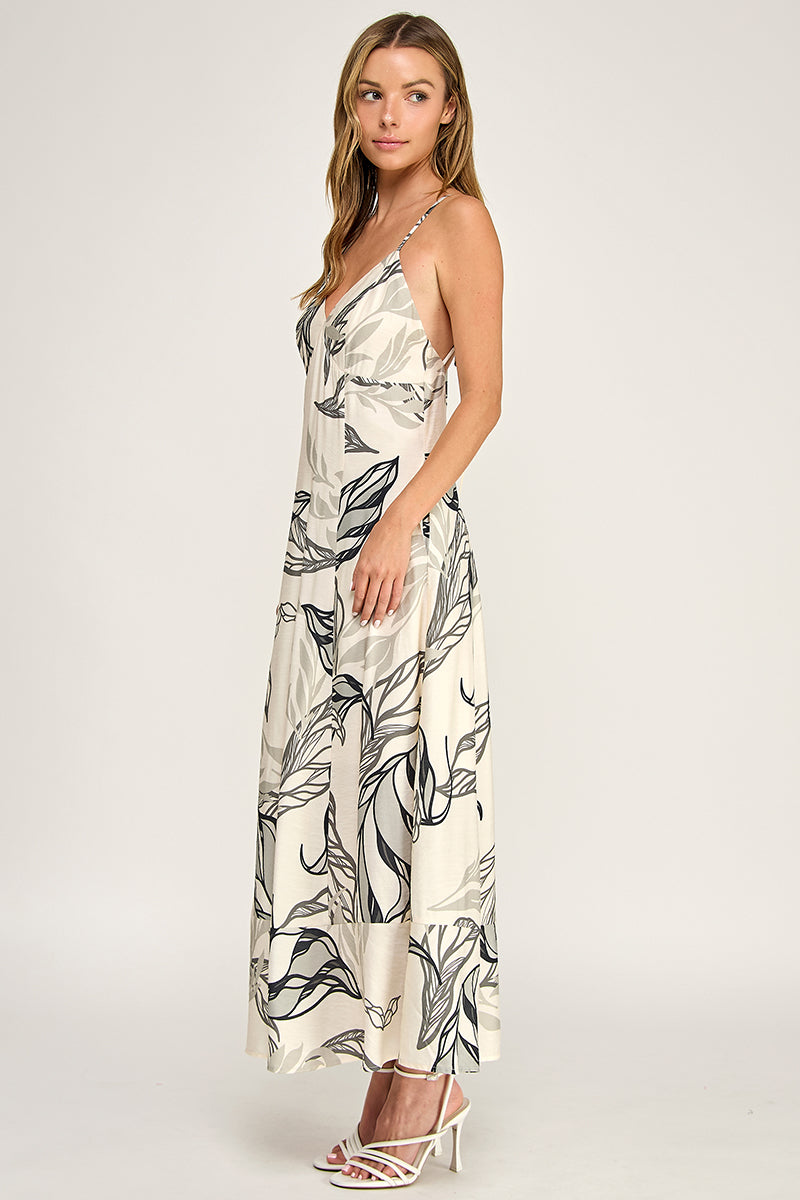 D5644-1  V-Neck Spaghetti Strap Maxi Dress