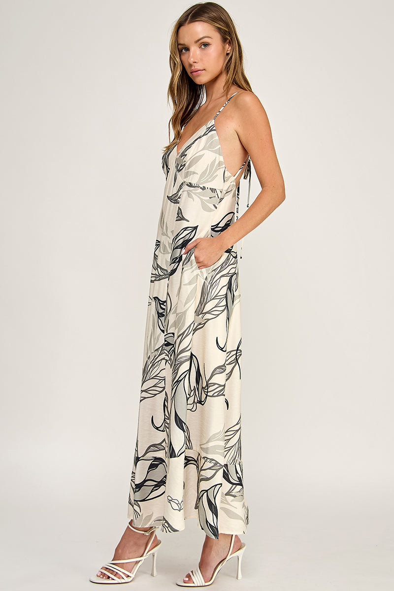 D5644-1  V-Neck Spaghetti Strap Maxi Dress