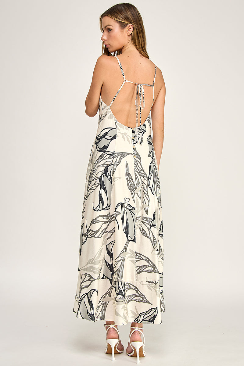D5644-1  V-Neck Spaghetti Strap Maxi Dress