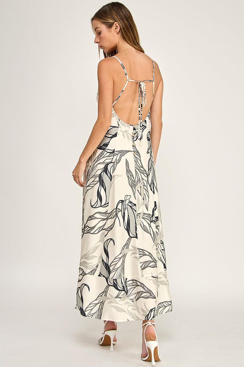 D5644-1  V-Neck Spaghetti Strap Maxi Dress