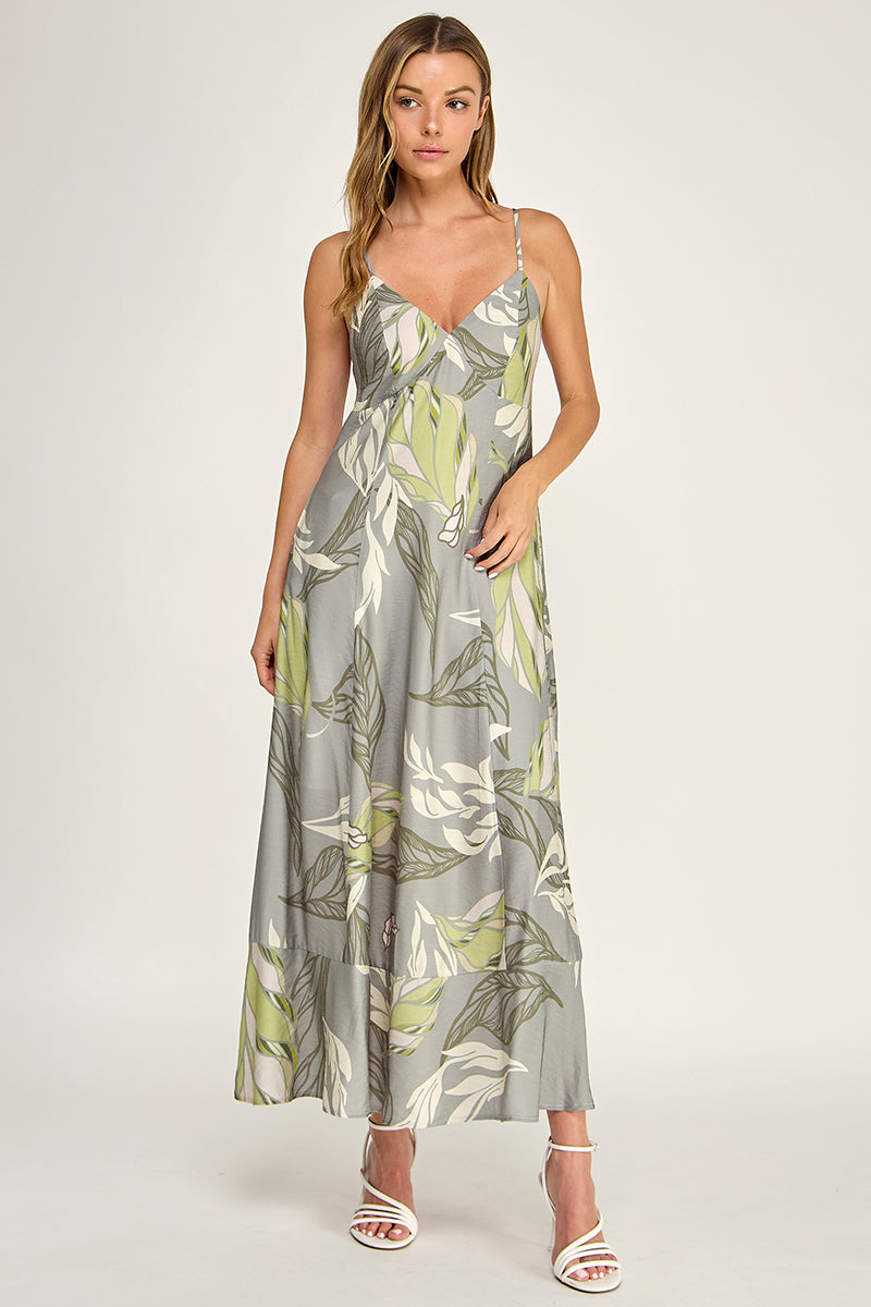 D5644-1  V-Neck Spaghetti Strap Maxi Dress
