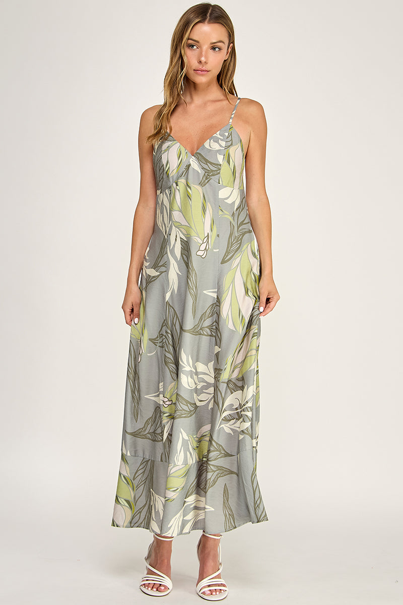 D5644-1  V-Neck Spaghetti Strap Maxi Dress