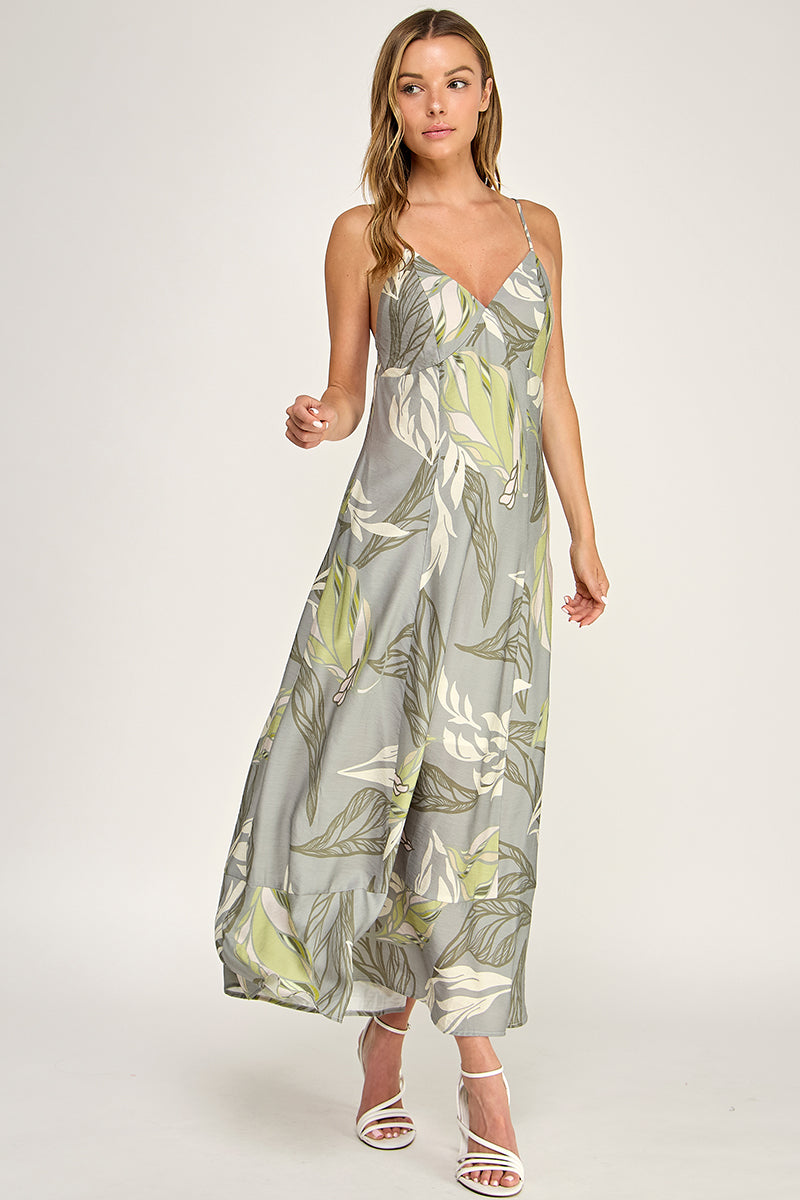 D5644-1  V-Neck Spaghetti Strap Maxi Dress