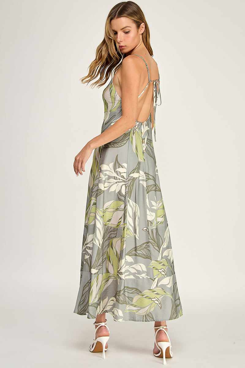 D5644-1  V-Neck Spaghetti Strap Maxi Dress