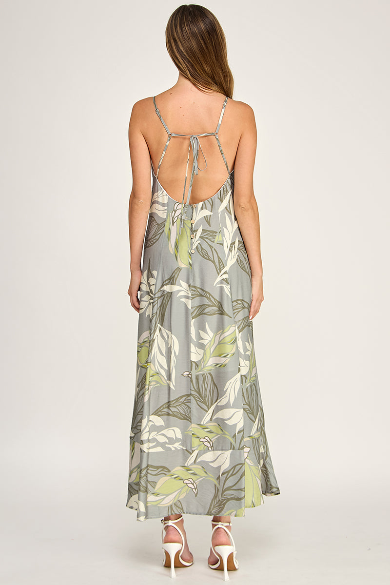 D5644-1  V-Neck Spaghetti Strap Maxi Dress