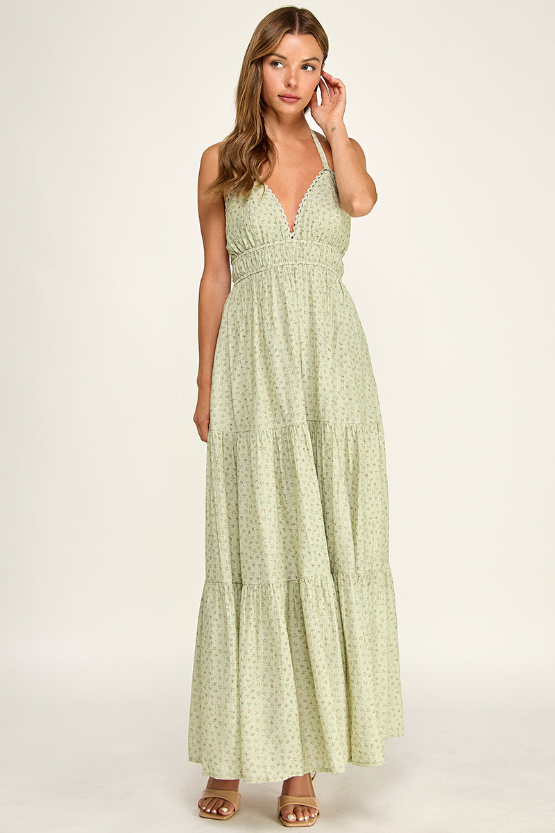 D5749S Halter Neck Maxi Dress
