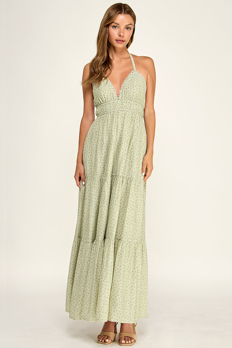 D5749S Halter Neck Maxi Dress