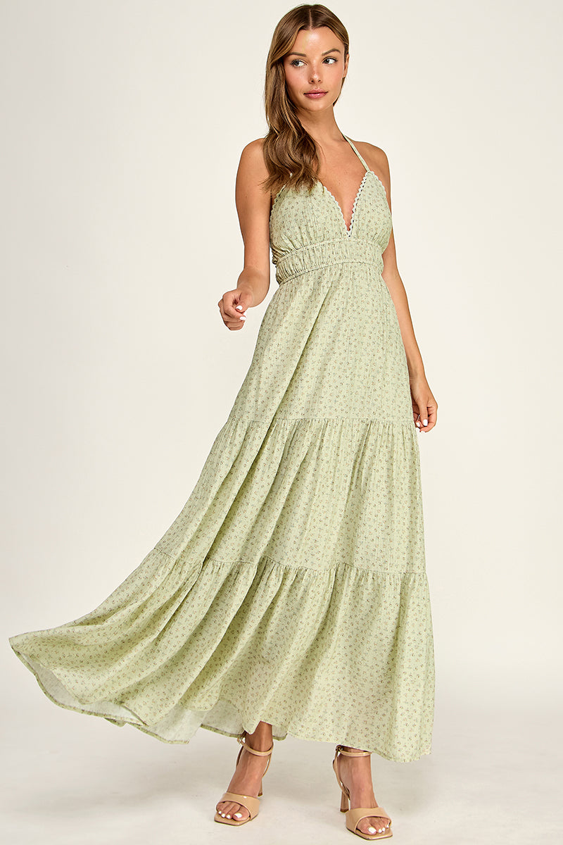 D5749S Halter Neck Maxi Dress
