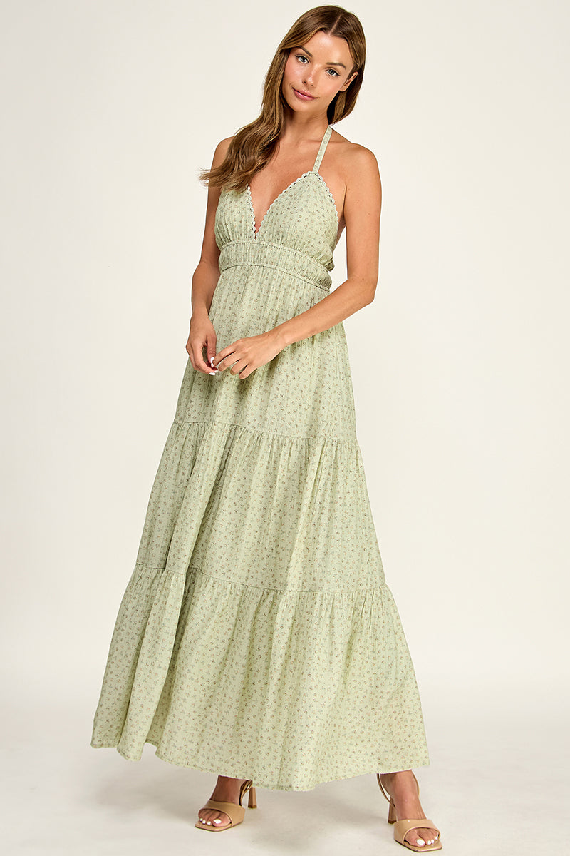 D5749S Halter Neck Maxi Dress