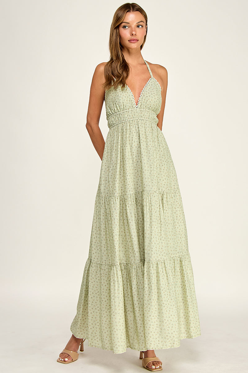 D5749S Halter Neck Maxi Dress