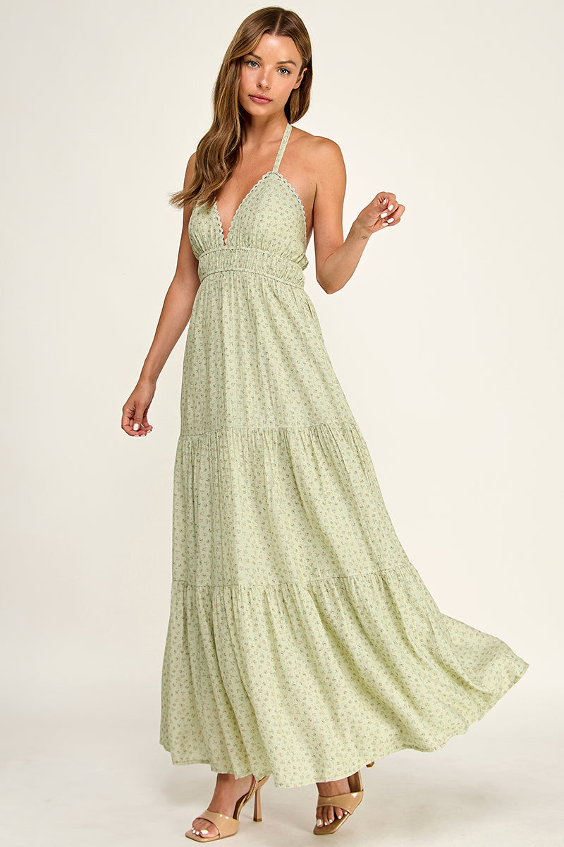 D5749S Halter Neck Maxi Dress