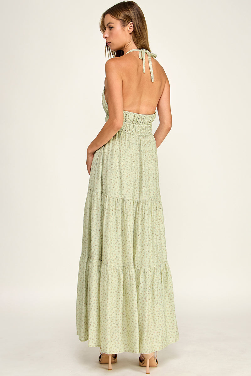 D5749S Halter Neck Maxi Dress