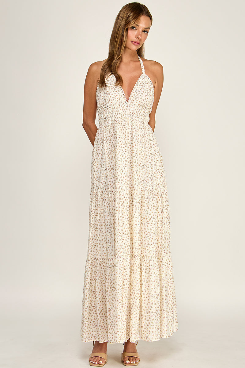 D5749S Halter Neck Maxi Dress