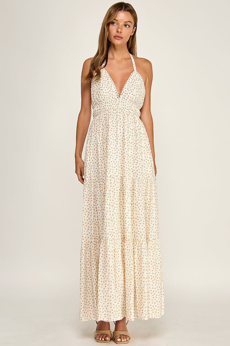D5749S Halter Neck Maxi Dress