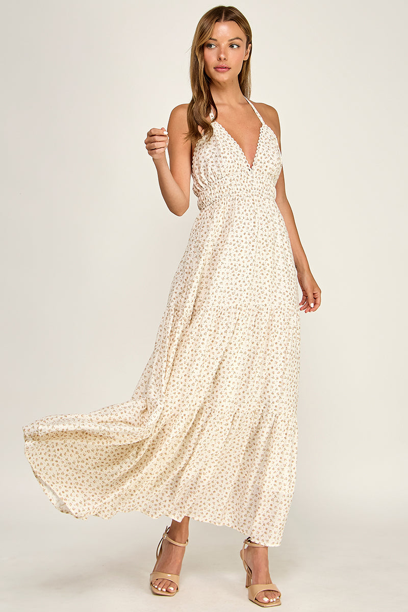 D5749S Halter Neck Maxi Dress