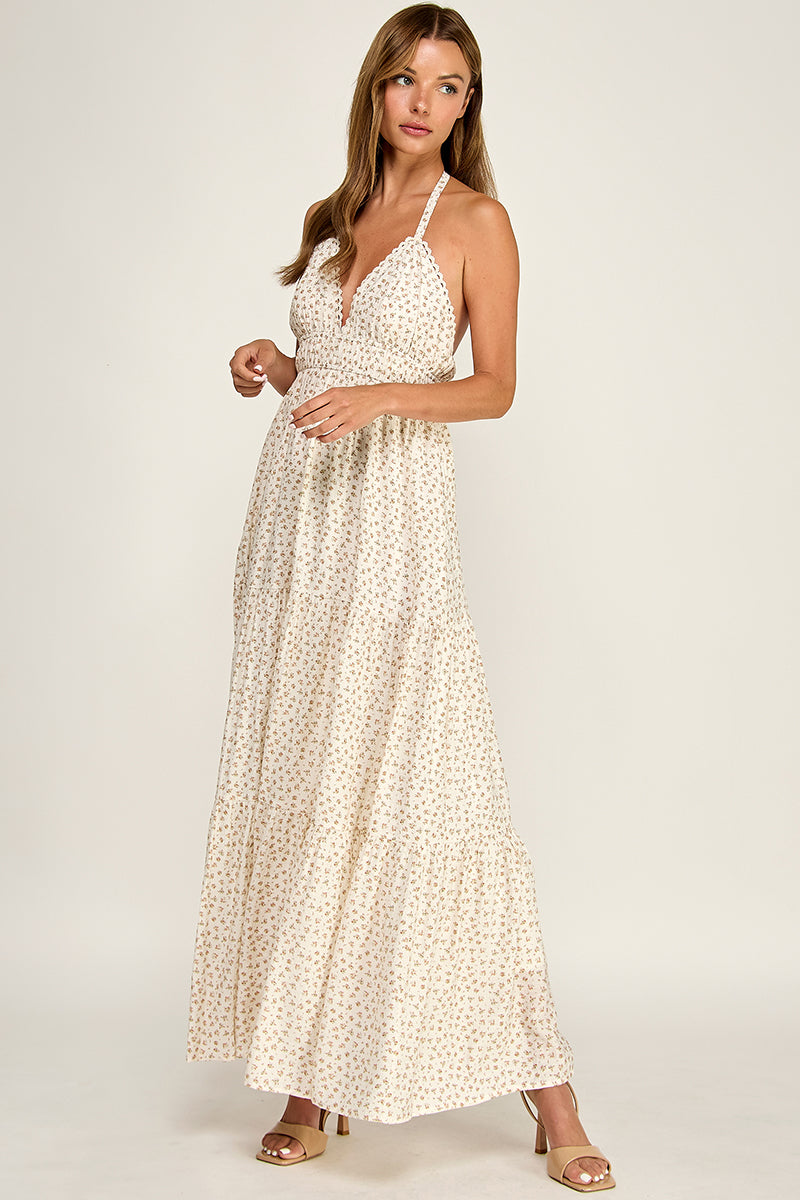 D5749S Halter Neck Maxi Dress