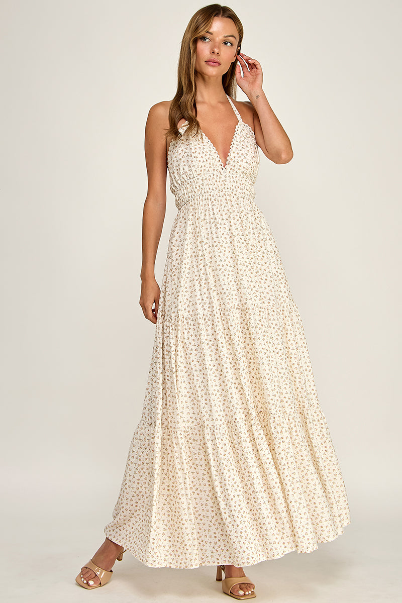D5749S Halter Neck Maxi Dress