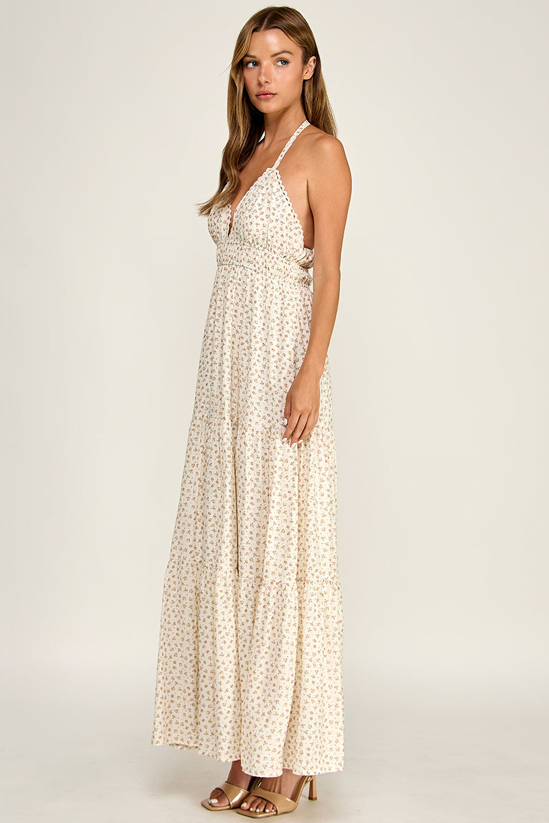D5749S Halter Neck Maxi Dress